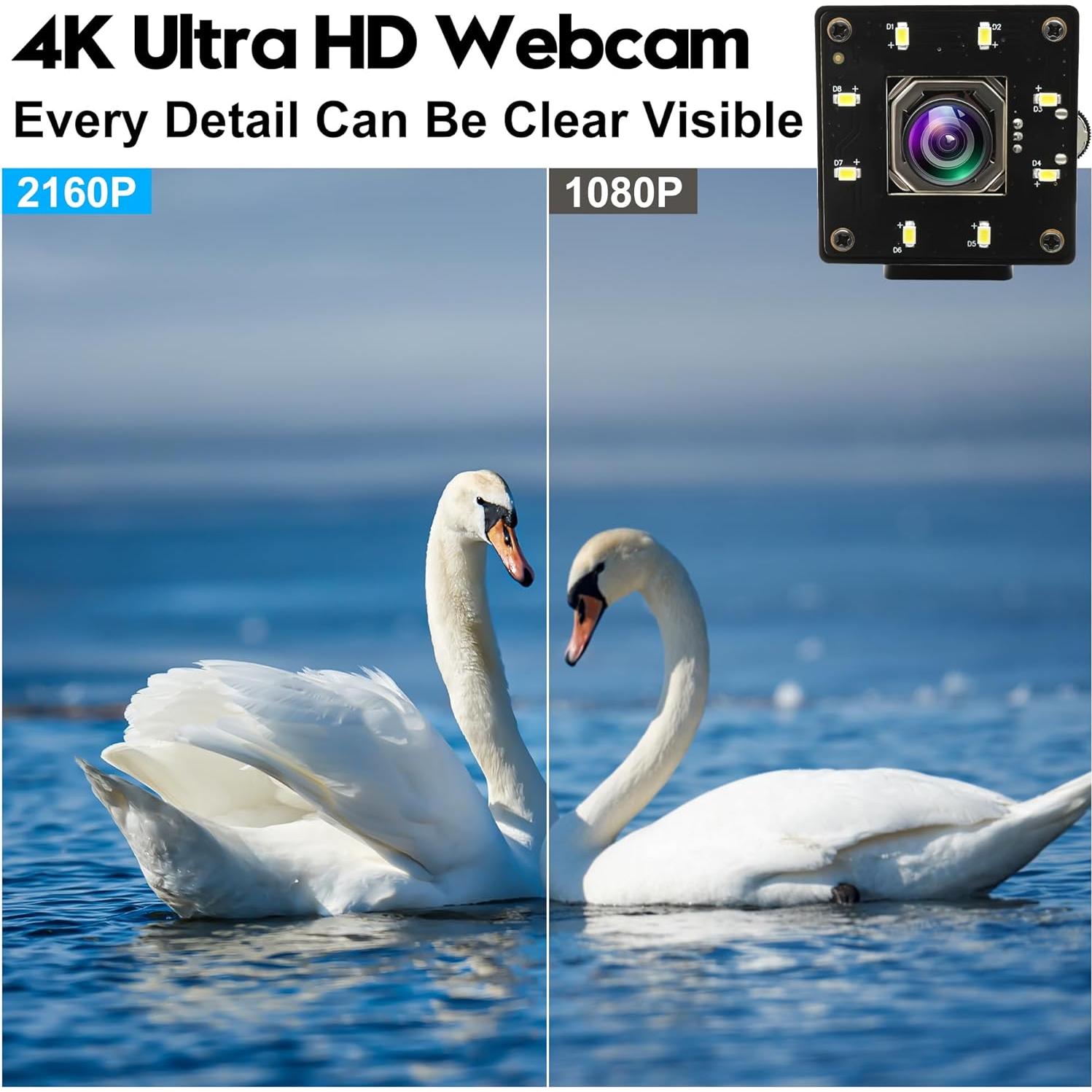 Cámara Web USB 4K IFWATER Autofoco 100 Grados Visión Nocturna