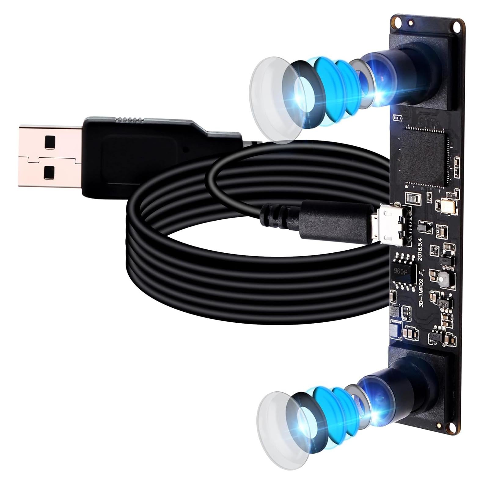 Módulo de Cámara USB ELP Doble Lente 1.3MP 960P 60fps