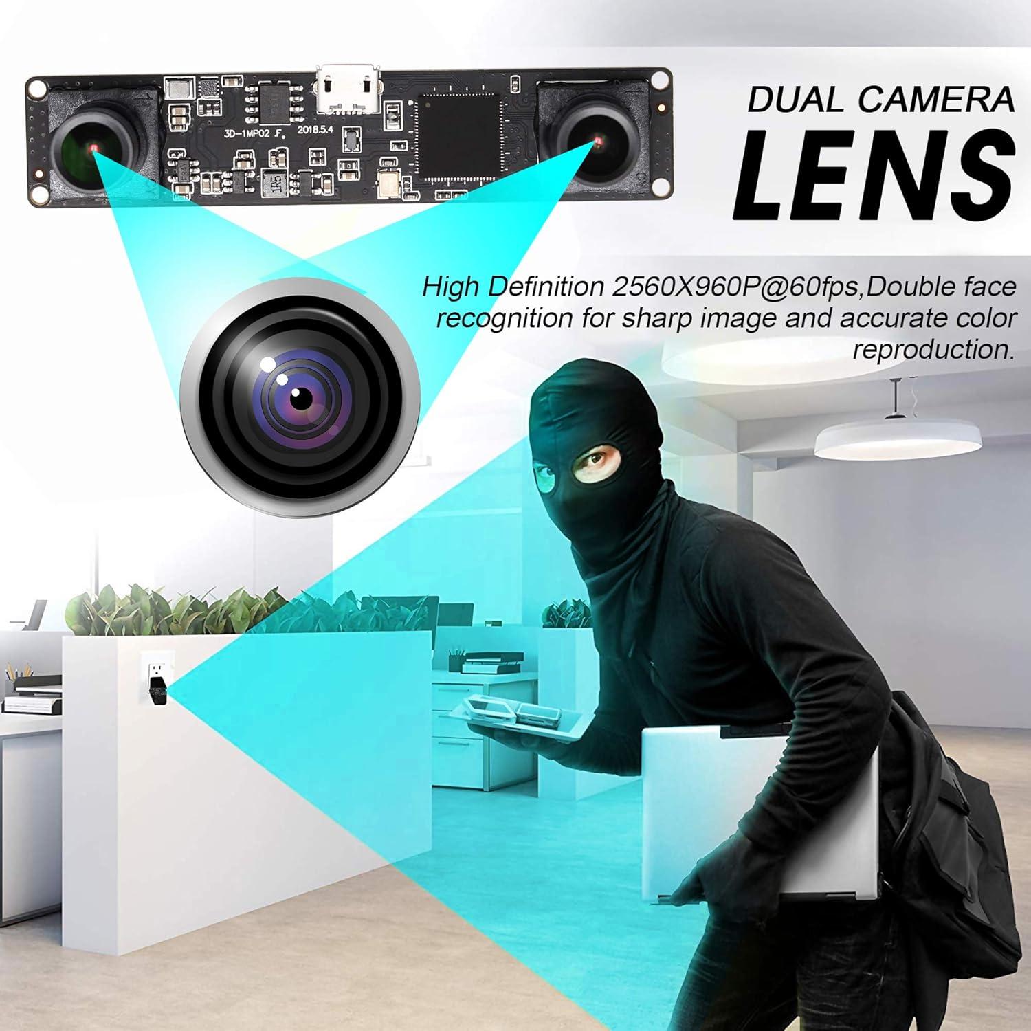 Módulo de Cámara USB ELP Doble Lente 1.3MP 960P 60fps