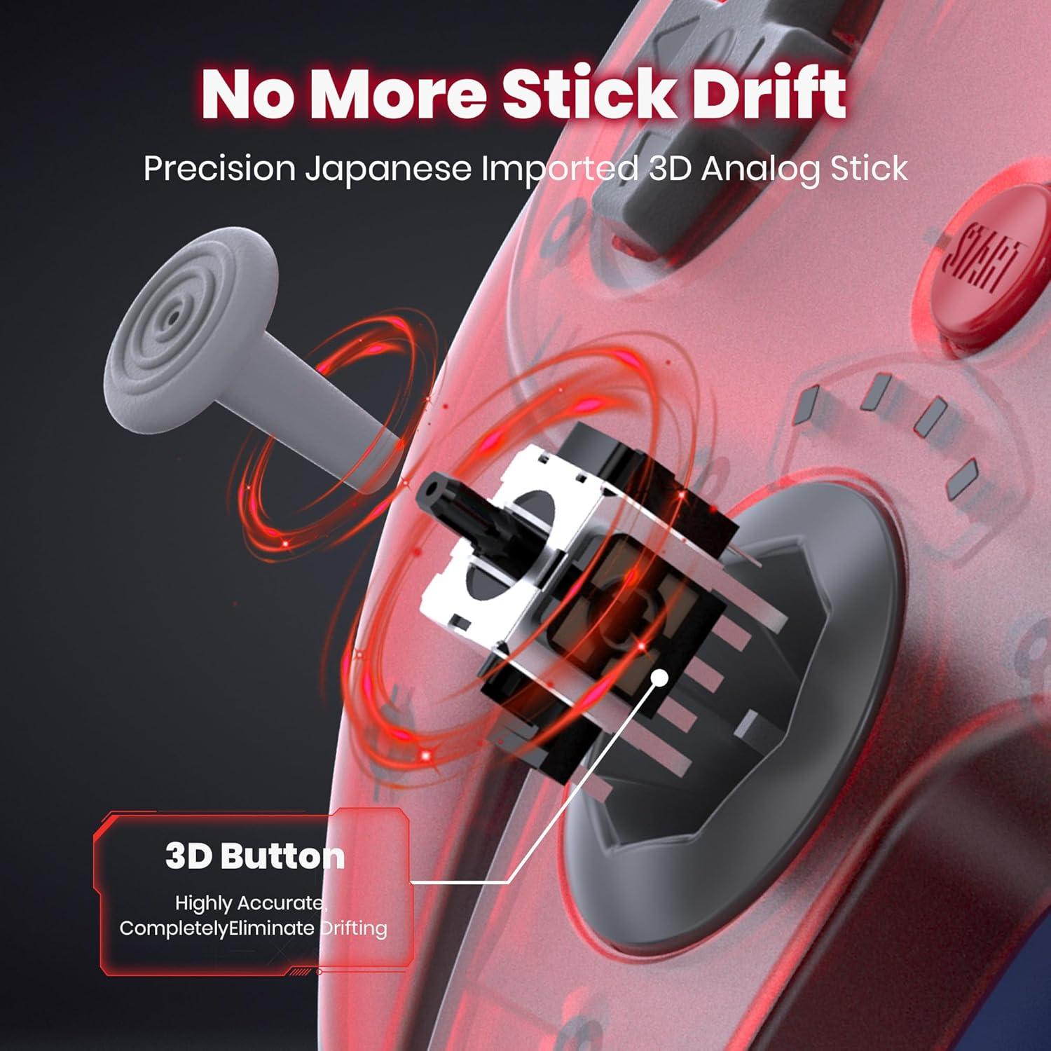 Controlador Inalámbrico N64 SAFFUN para Switch Online Rojo