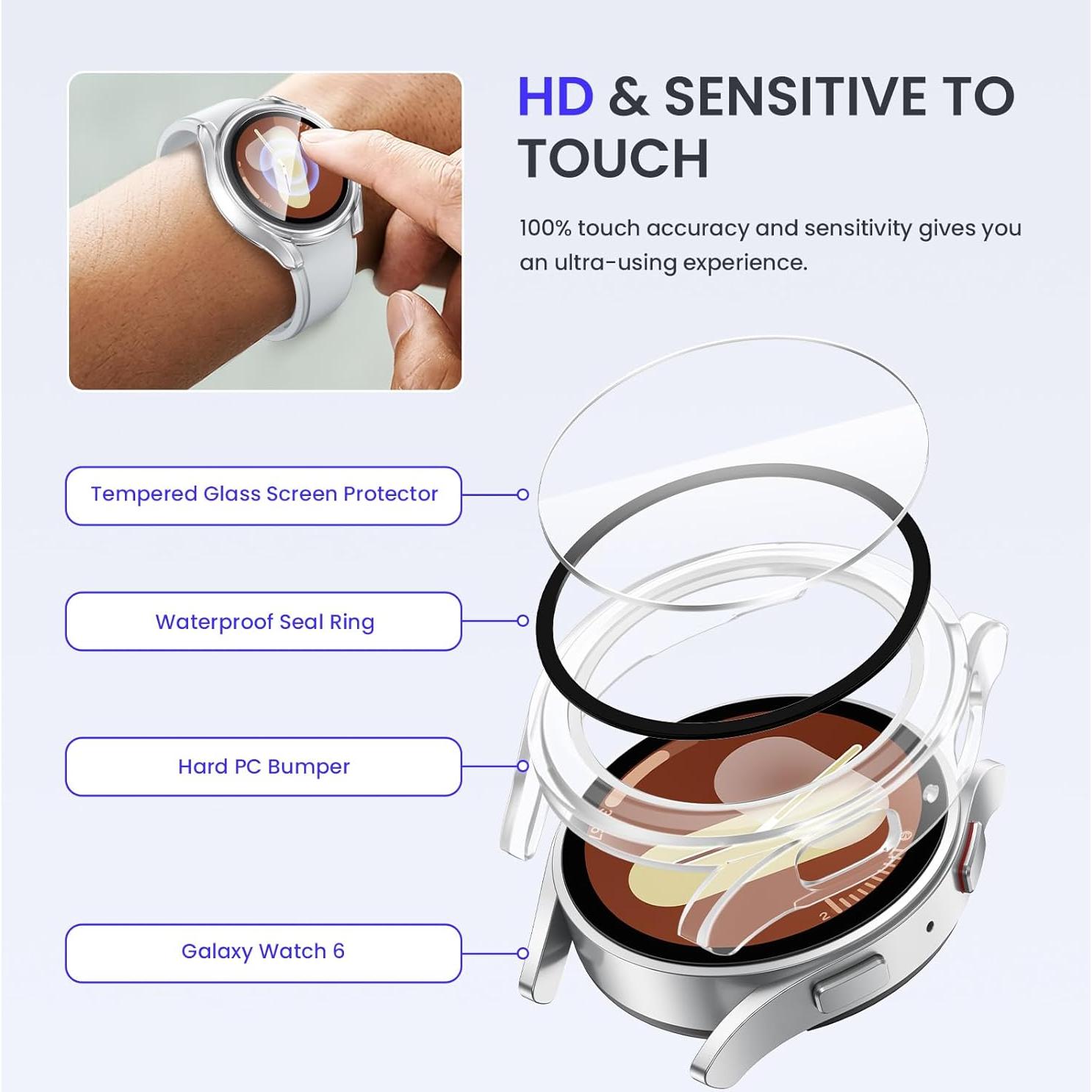 Funda Impermeable Goton para Galaxy Watch 7 44mm - Alta Sensibilidad