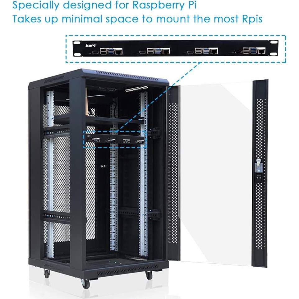Montaje en Rack 1U GeeekPi para Raspberry Pi 4B con Ventiladores