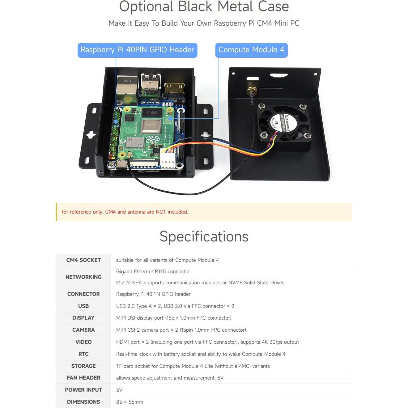 Placa Base Mini Waveshare CM4-IO-BASE-B para Raspberry Pi