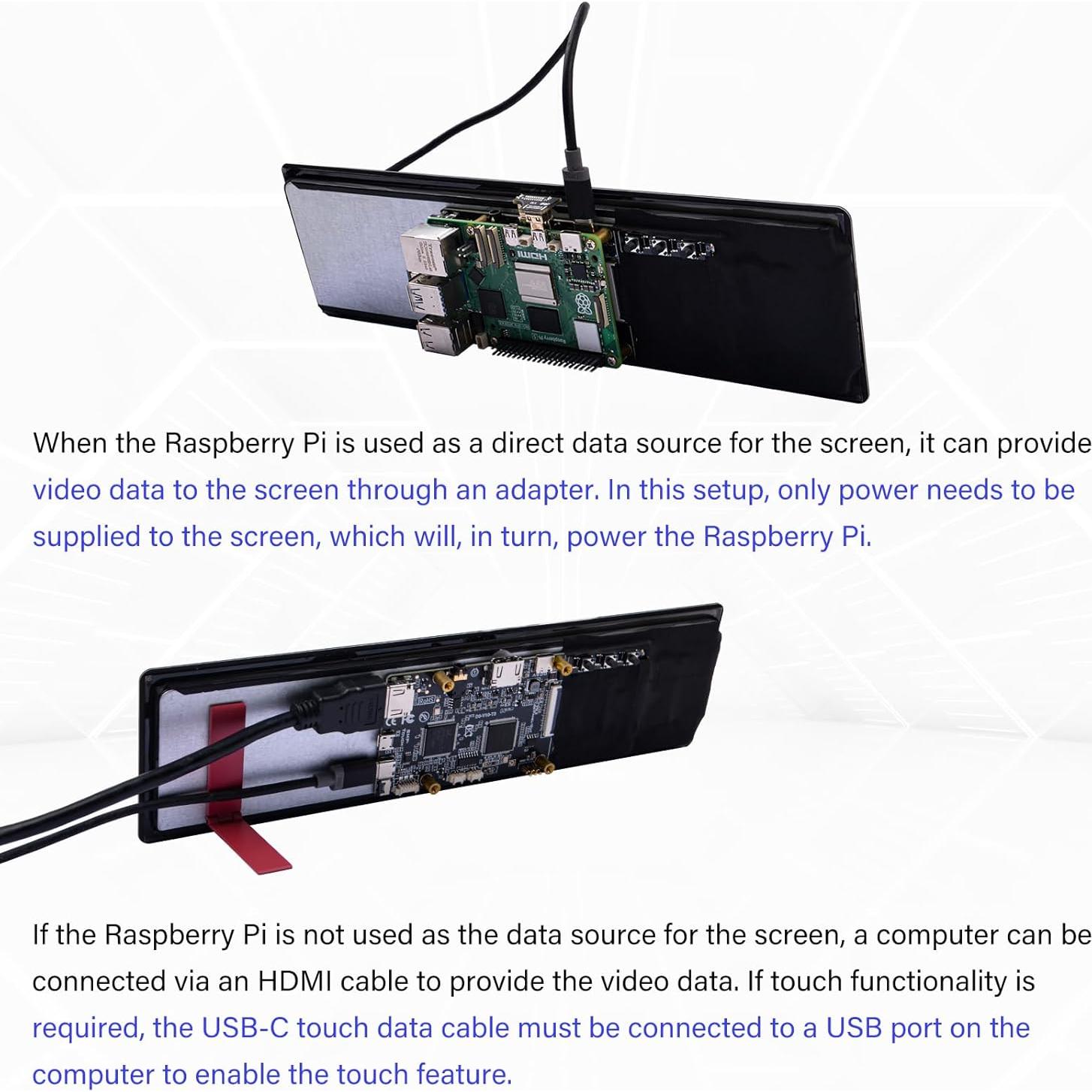 Pantalla Táctil Capacitiva GeeekPi 11.26" 1920x440 HDMI