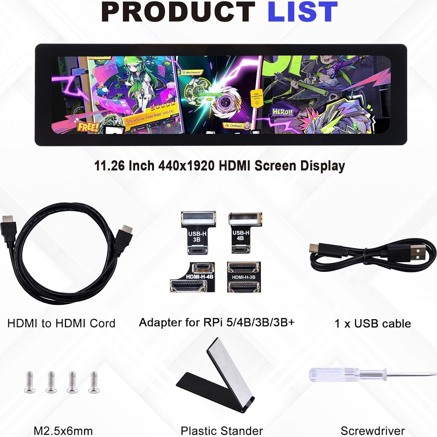 Pantalla Táctil Capacitiva GeeekPi 11.26" 1920x440 HDMI