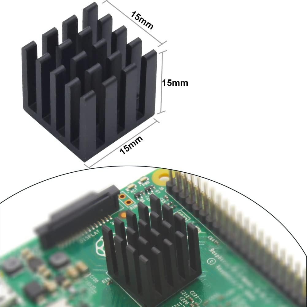 20 Disipadores de Aluminio 15x15x15mm con Cinta Adhesiva
