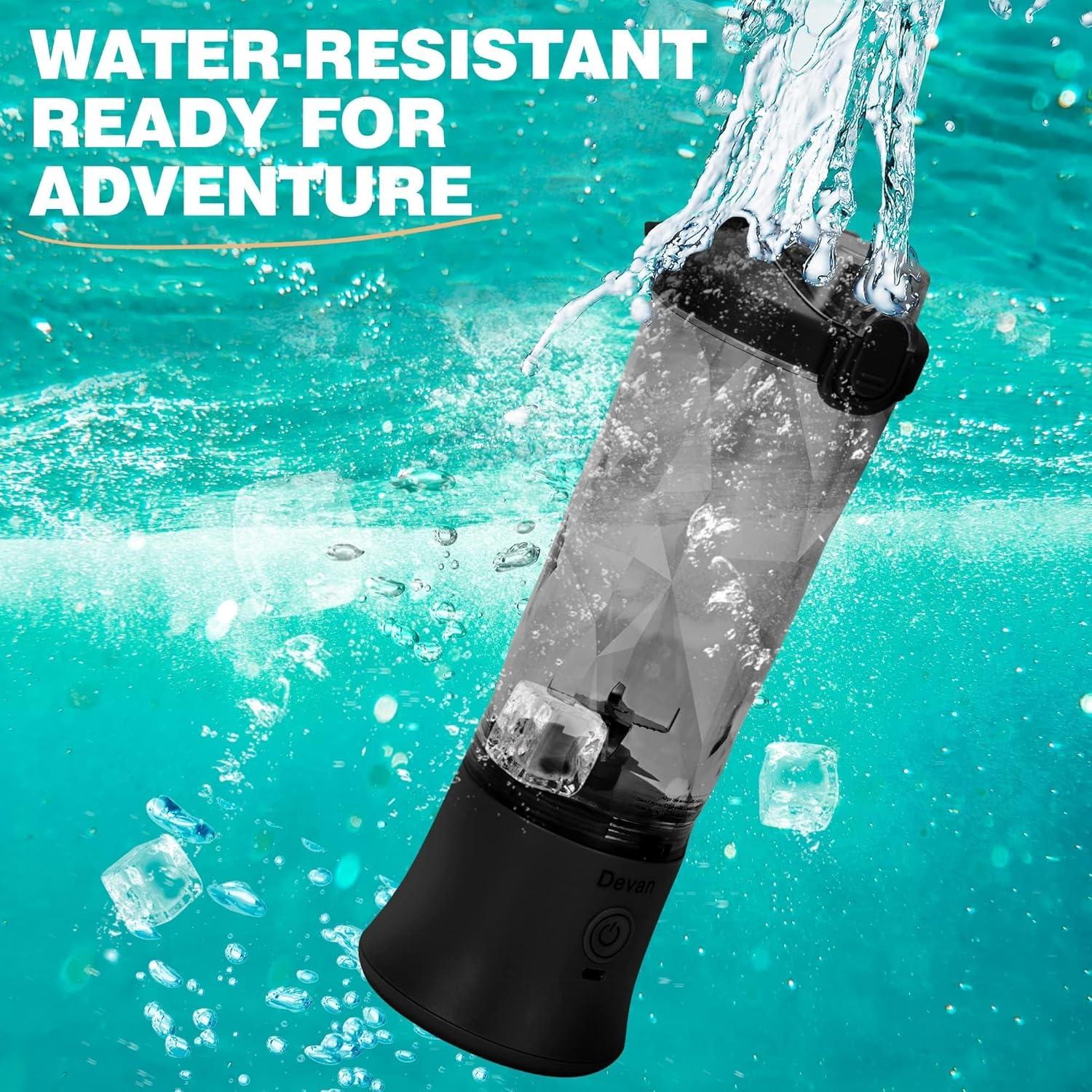 Licuadora Portátil Devan 20 oz Sin BPA Impermeable Negra