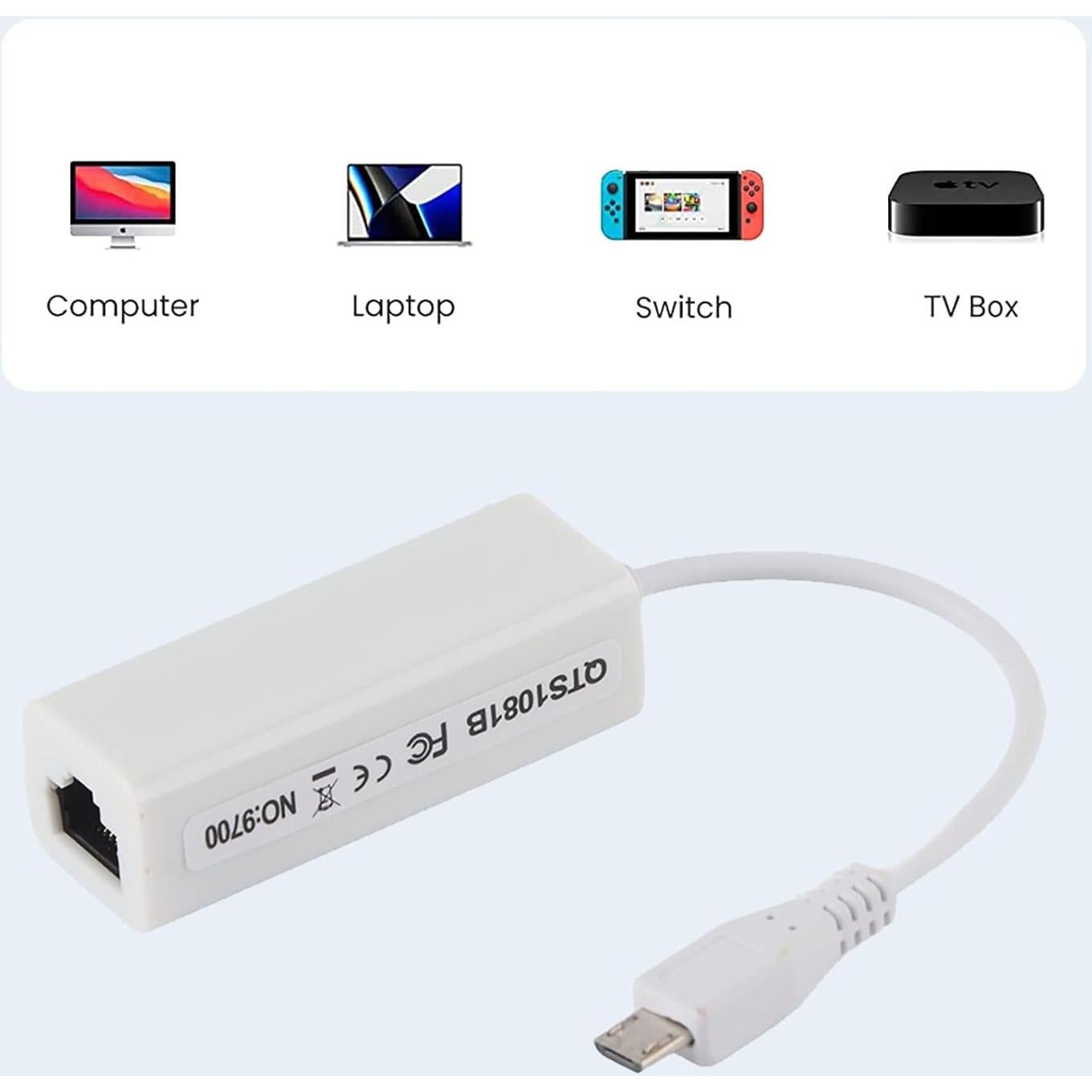 Adaptador Ethernet Micro USB a RJ45 Zopsc para Raspberry Pi