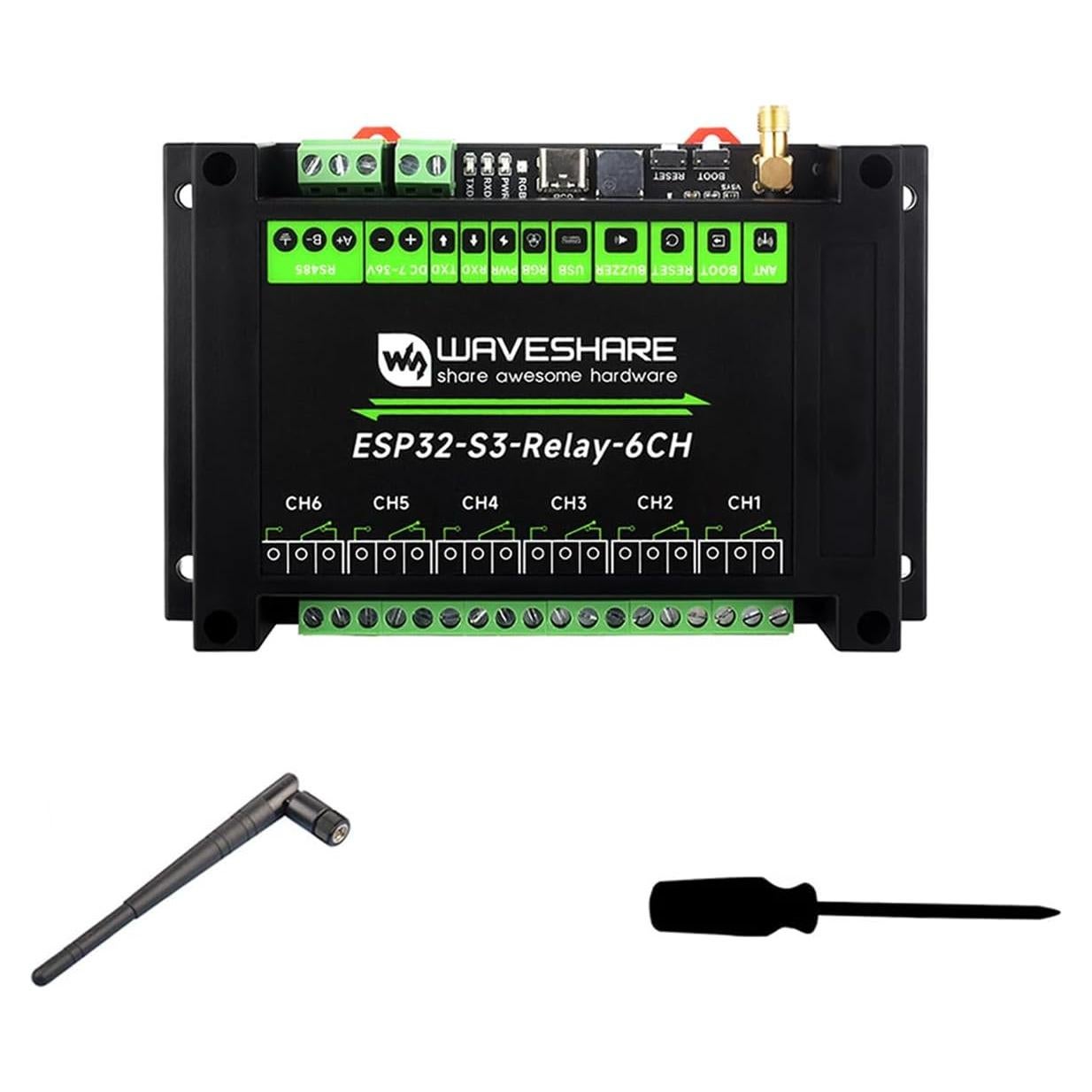Módulo Relé WiFi 6 Canales Waveshare ESP32-S3 300g