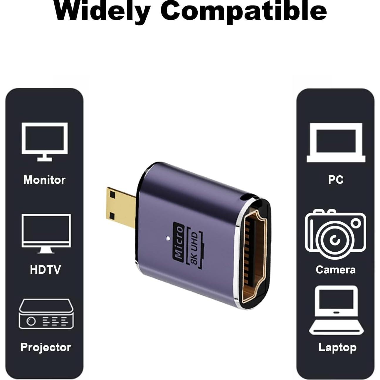 Adaptador Micro HDMI a HDMI AreMe 8K - Paquete de 2