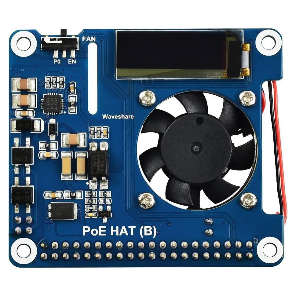 HAT de Alimentación PoE Waveshare para Raspberry Pi 3B+ y 4B