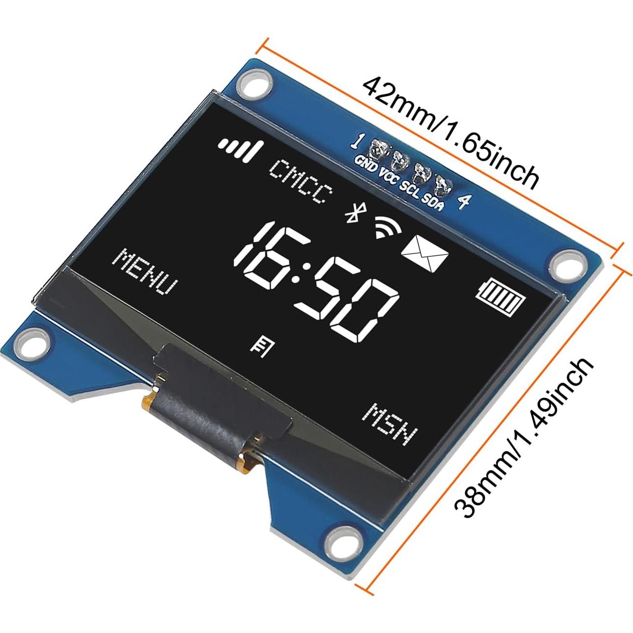 Módulo OLED 1.54" JUZITAO 128x64 I2C 2PCS Pantalla Blanca