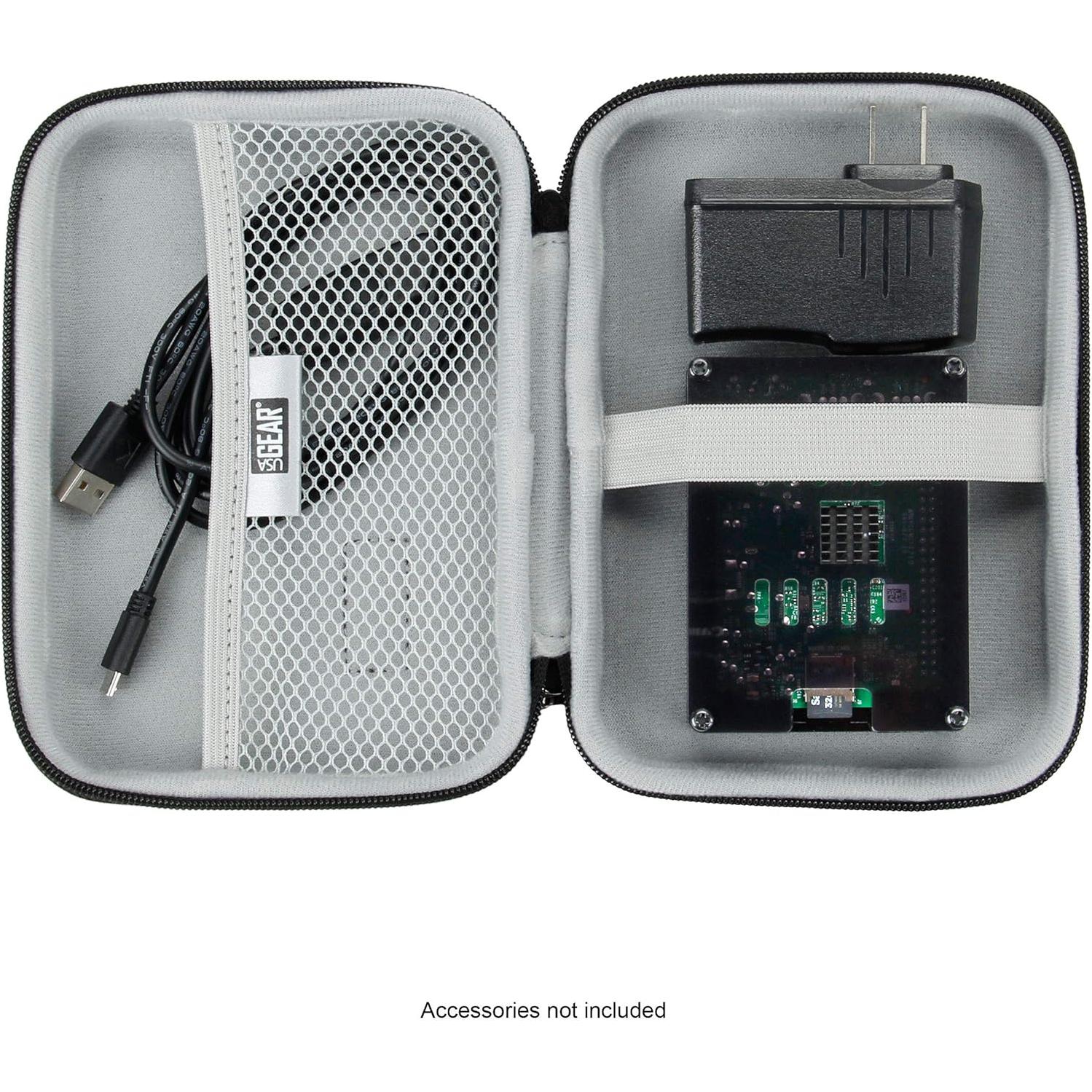 Funda de Viaje USA Gear para Raspberry Pi 3 y 4 - Negra