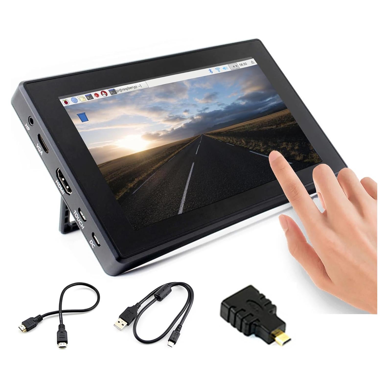 Pantalla LCD HDMI 7" Waveshare Táctil 1024x600 con Carcasa