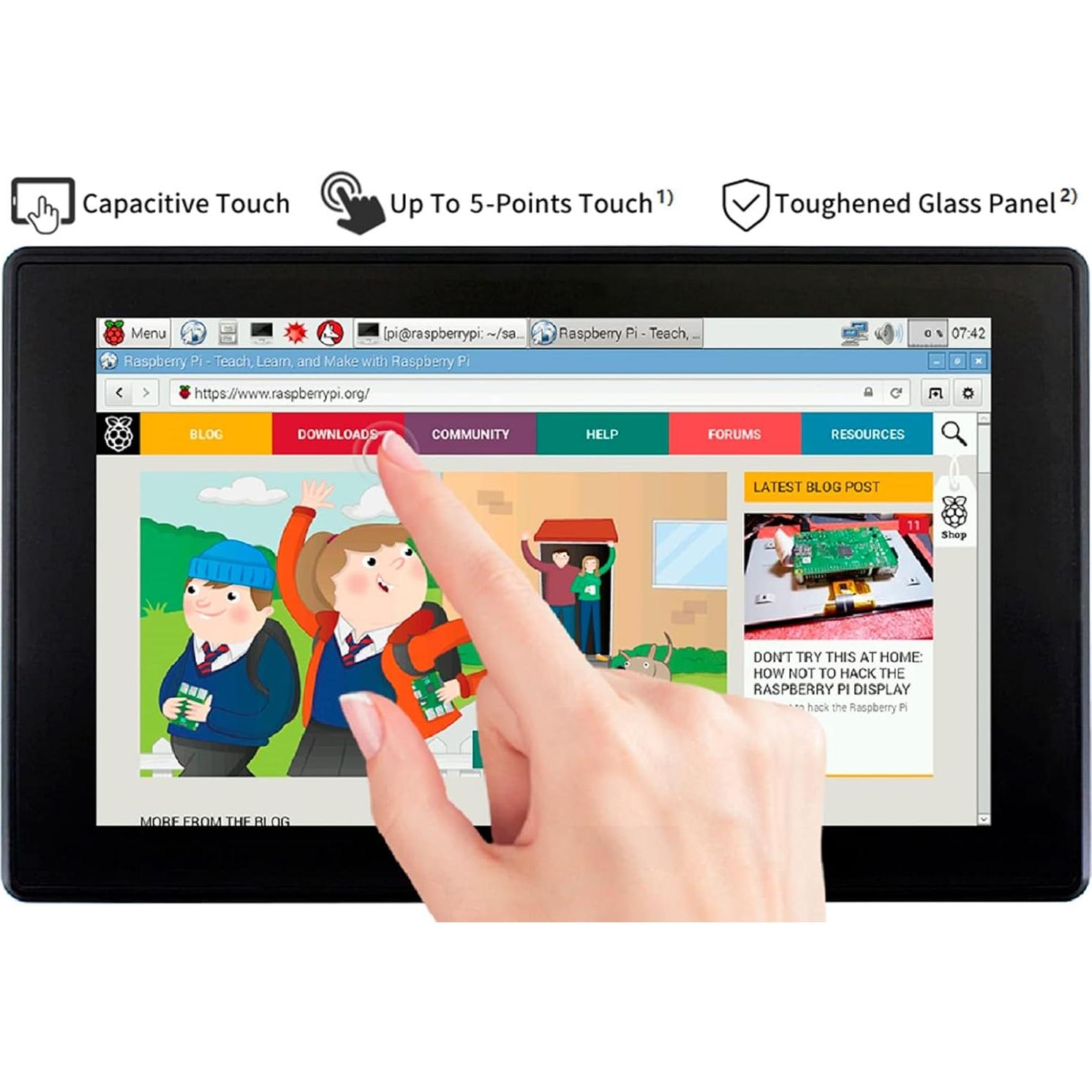 Pantalla LCD HDMI 7" Waveshare Táctil 1024x600 con Carcasa