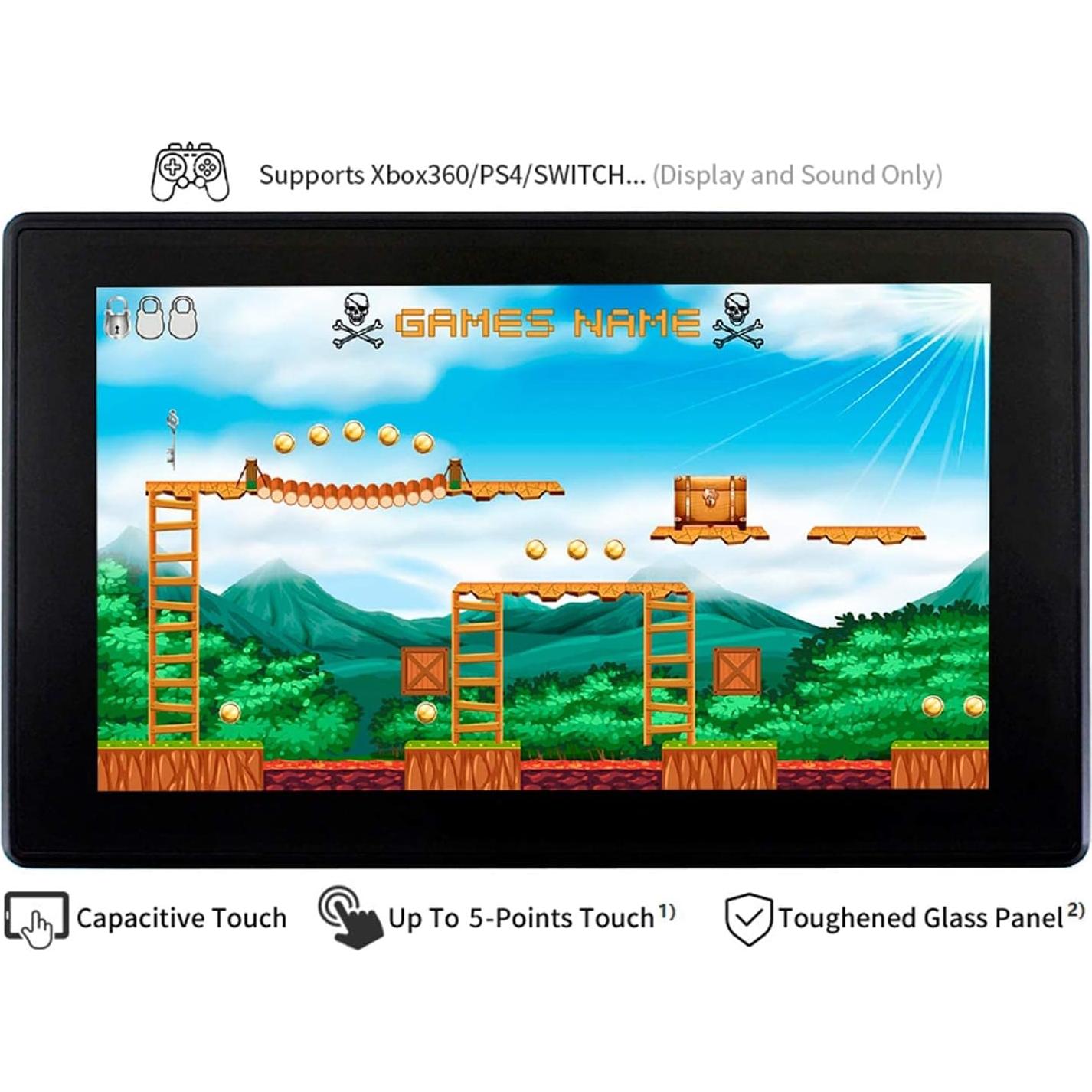 Pantalla LCD HDMI 7" Waveshare Táctil 1024x600 con Carcasa