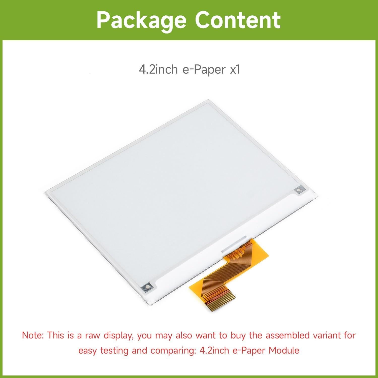 waveshare 4.2inch E-Ink Raw Display Compatible with Raspberry Pi 4B/3B+/3B/2B/B+/A+/Zero/Zero W/WH/Zero 2W Series Boards 400x300 Resolution with SPI Interface Without PCB