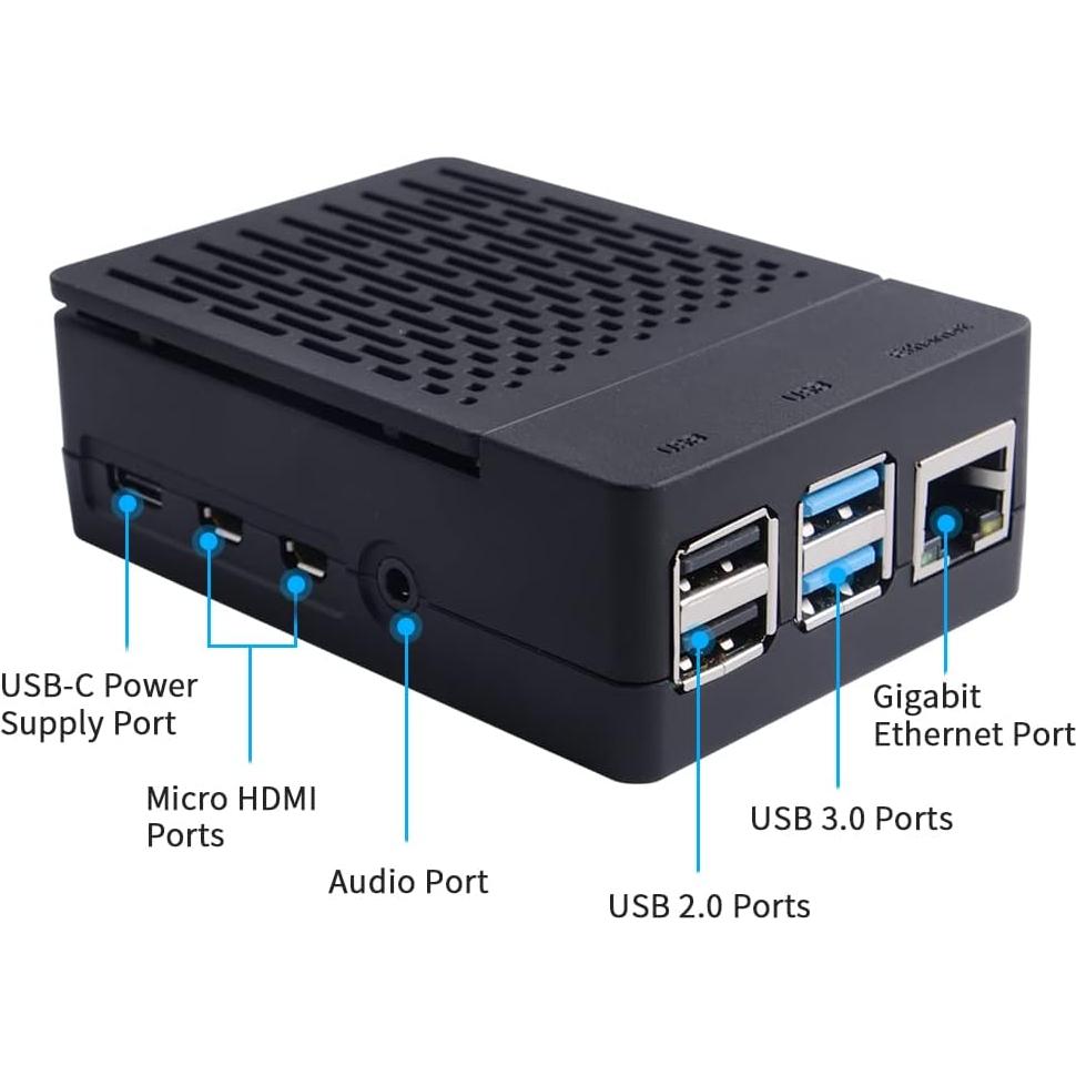 Caja GeeekPi para Raspberry Pi 4B con Ventilador y Fuente 5V 3.6A