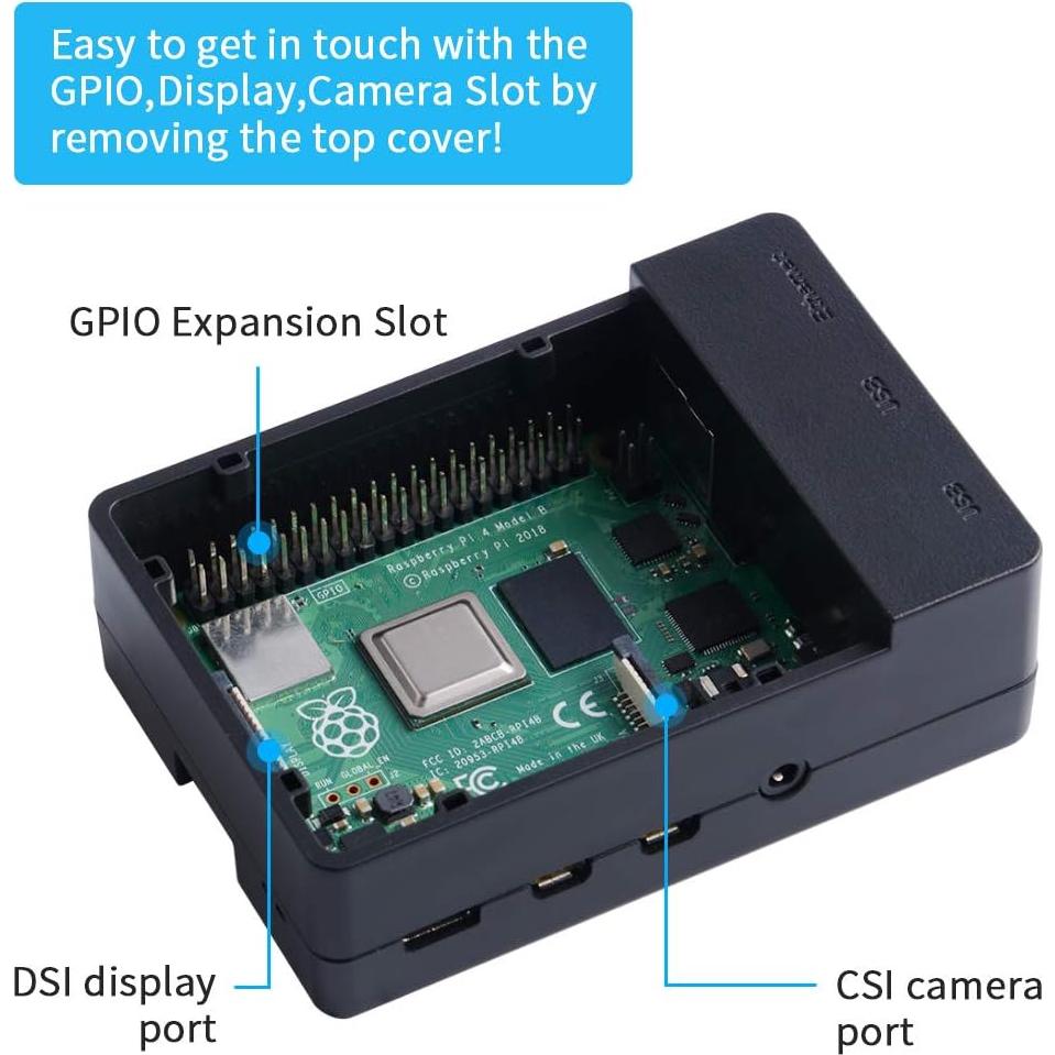 Caja GeeekPi para Raspberry Pi 4B con Ventilador y Fuente 5V 3.6A