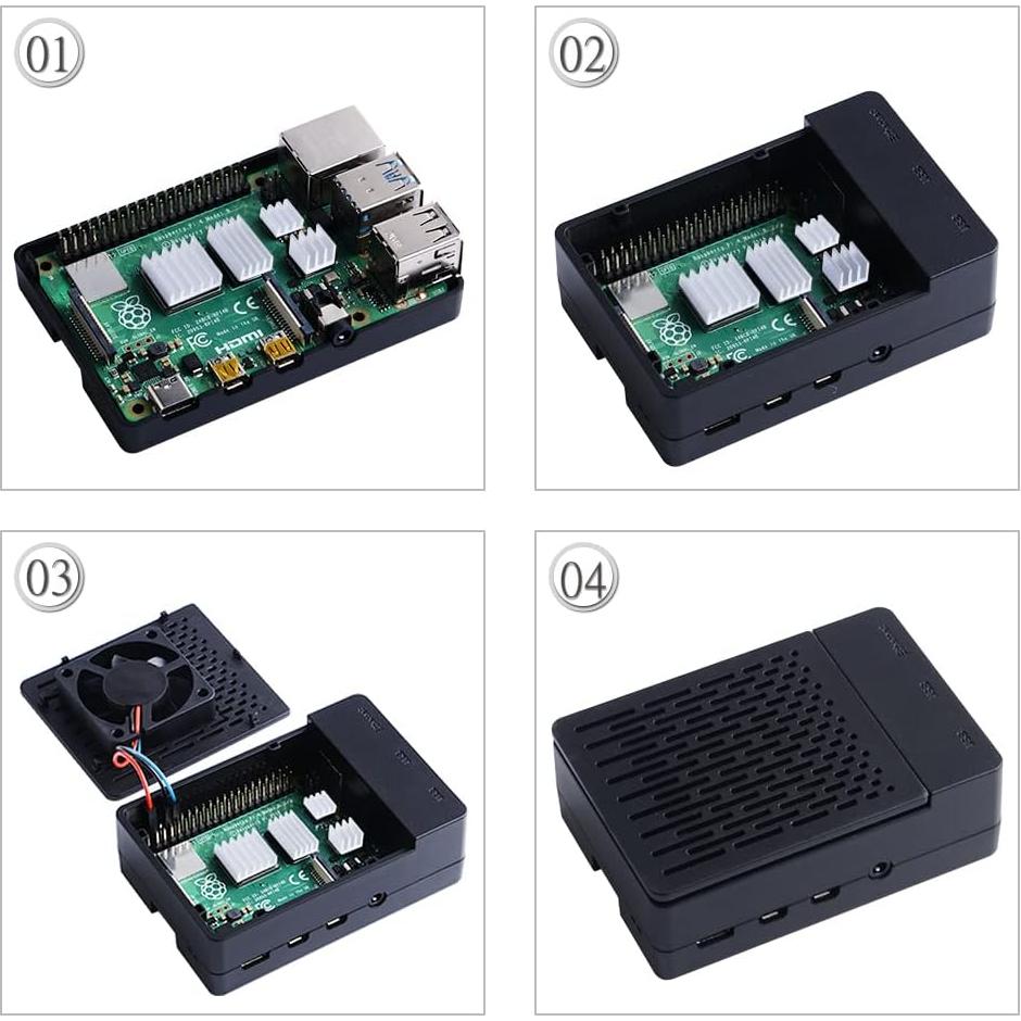 Caja GeeekPi para Raspberry Pi 4B con Ventilador y Fuente 5V 3.6A