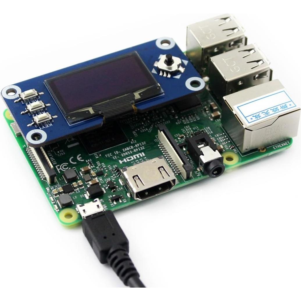 Pantalla OLED HAT 1.3" Waveshare 128x64 para Raspberry Pi