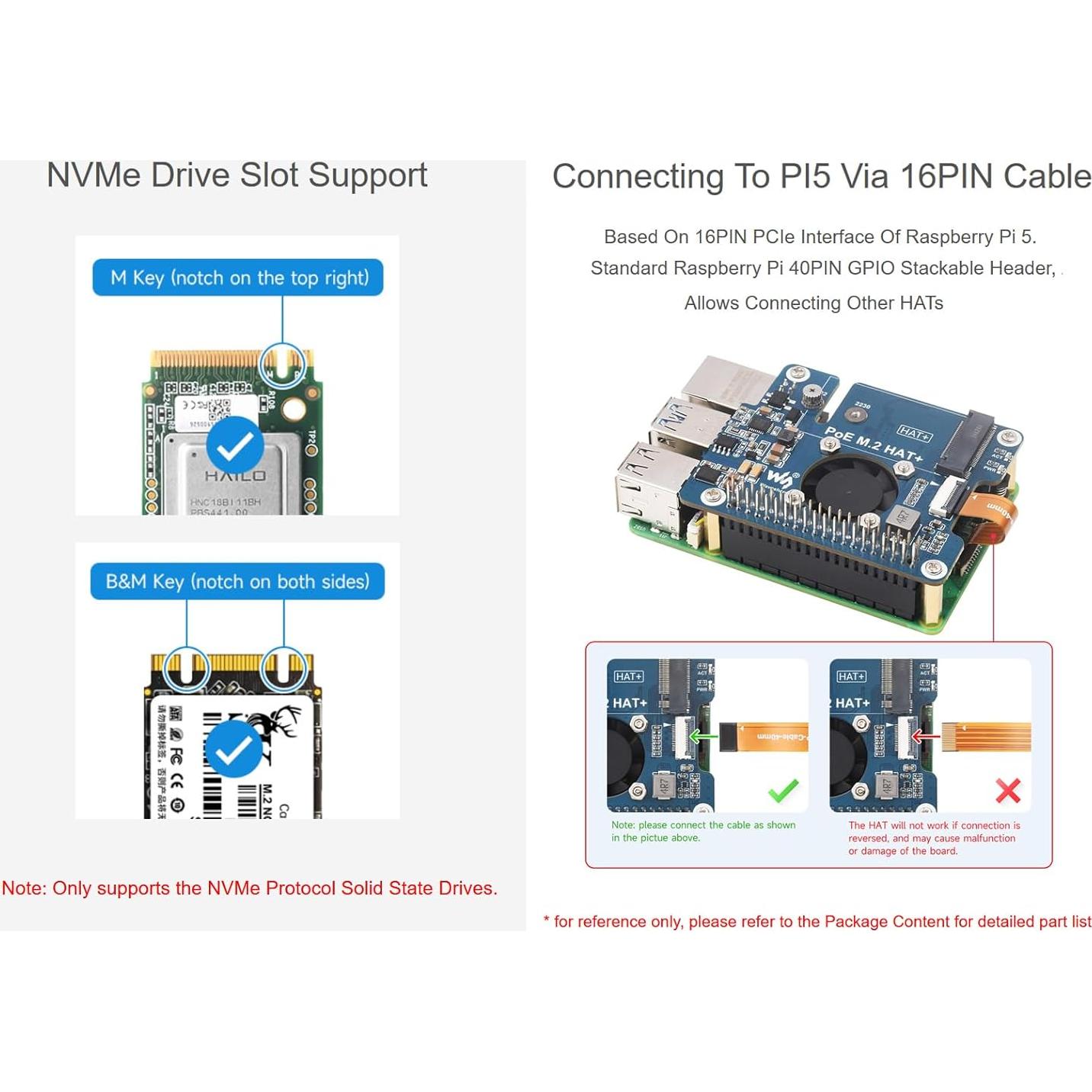 Placa de Expansión POE M.2 HAT+ Waveshare para Raspberry Pi 5