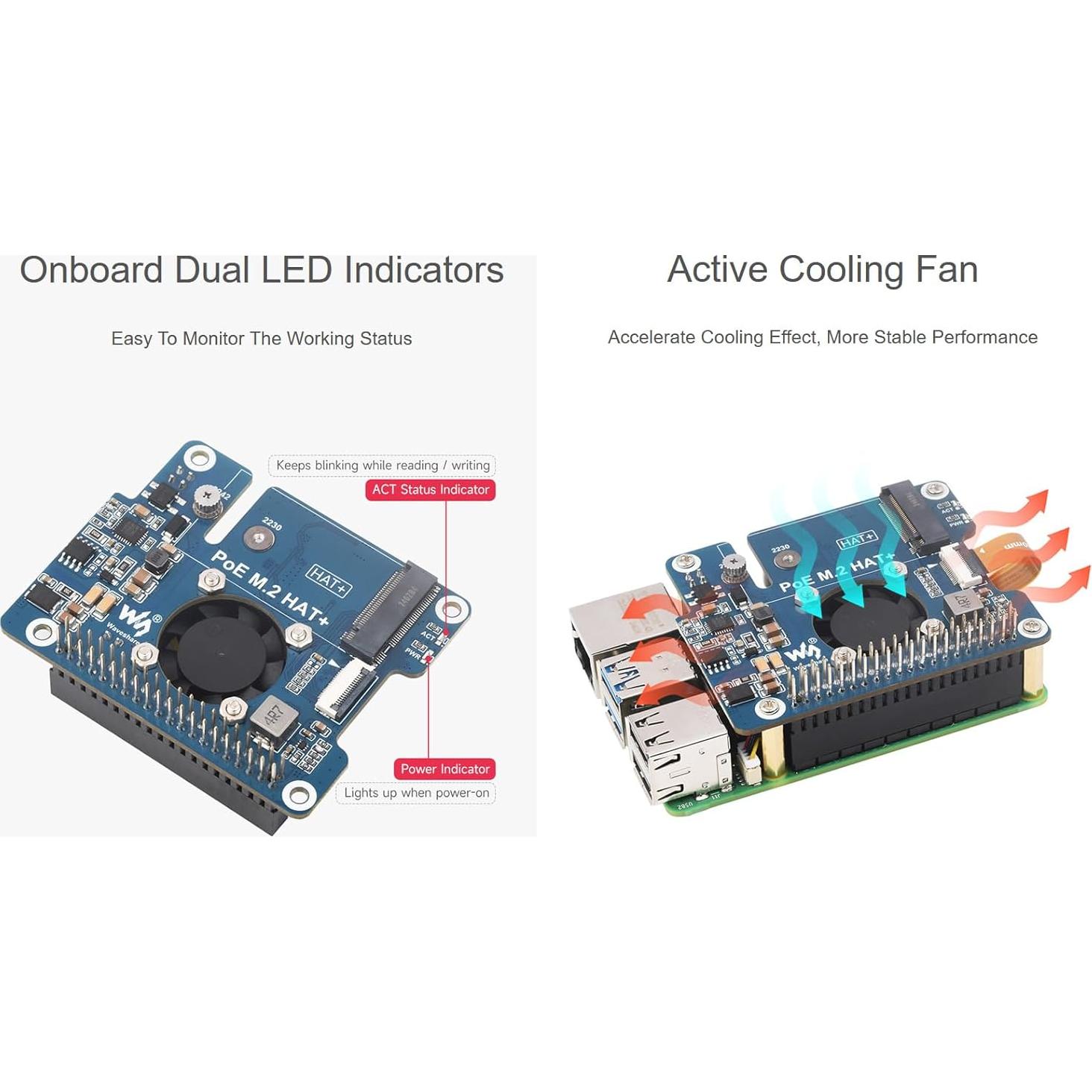 Placa de Expansión POE M.2 HAT+ Waveshare para Raspberry Pi 5
