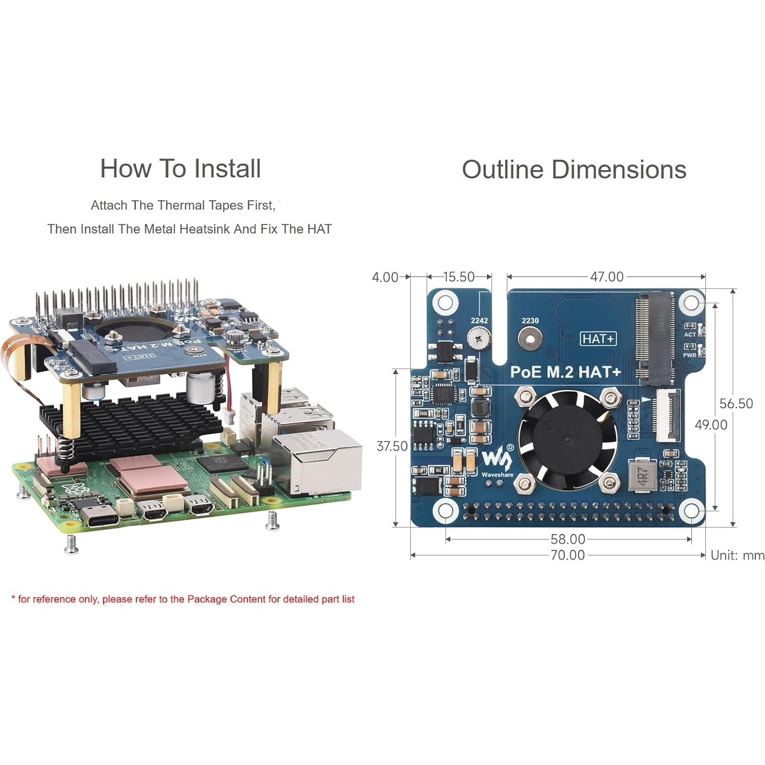 Placa de Expansión POE M.2 HAT+ Waveshare para Raspberry Pi 5
