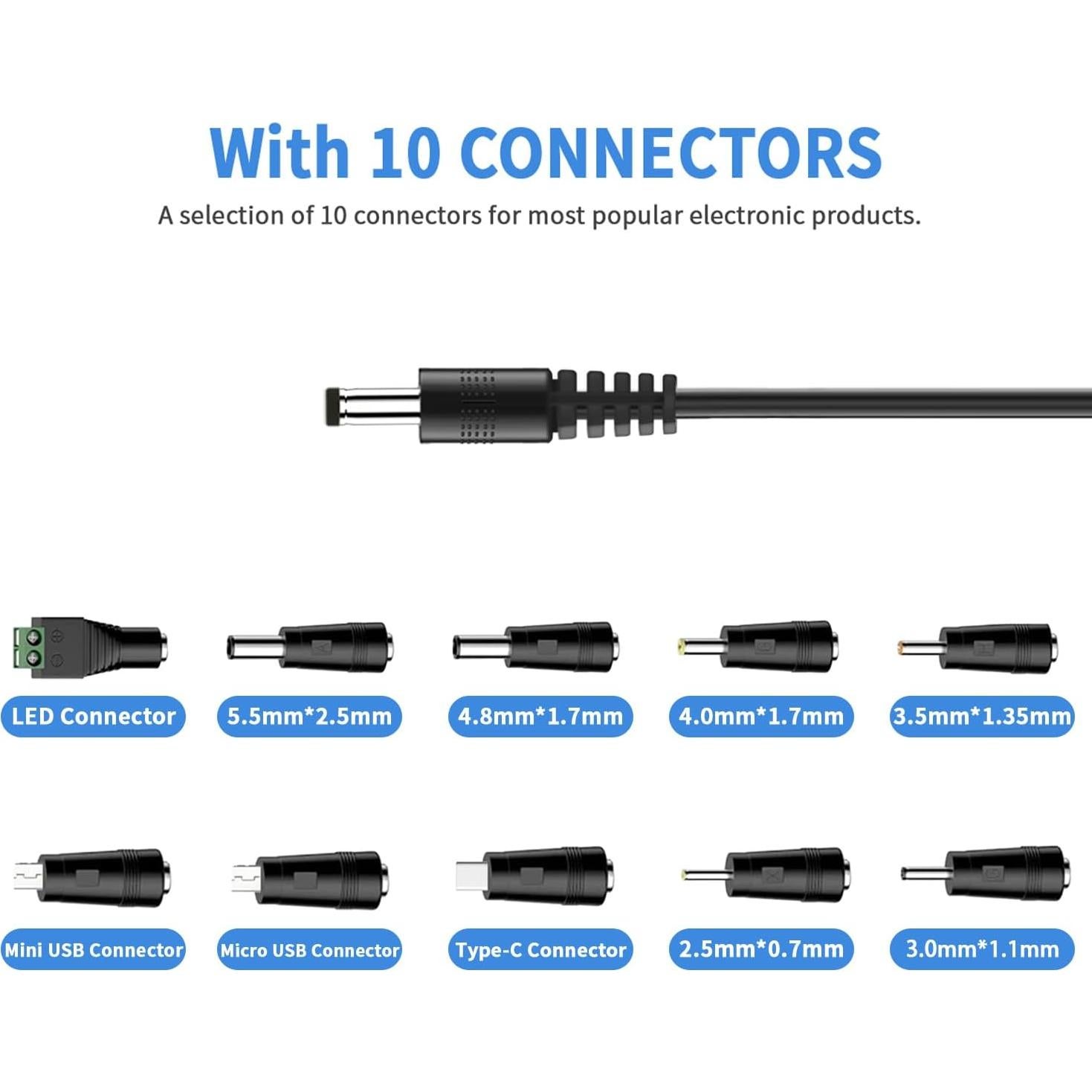 Adaptador de Corriente 5V 1A Universal YiKaiEn con 10 Conectores