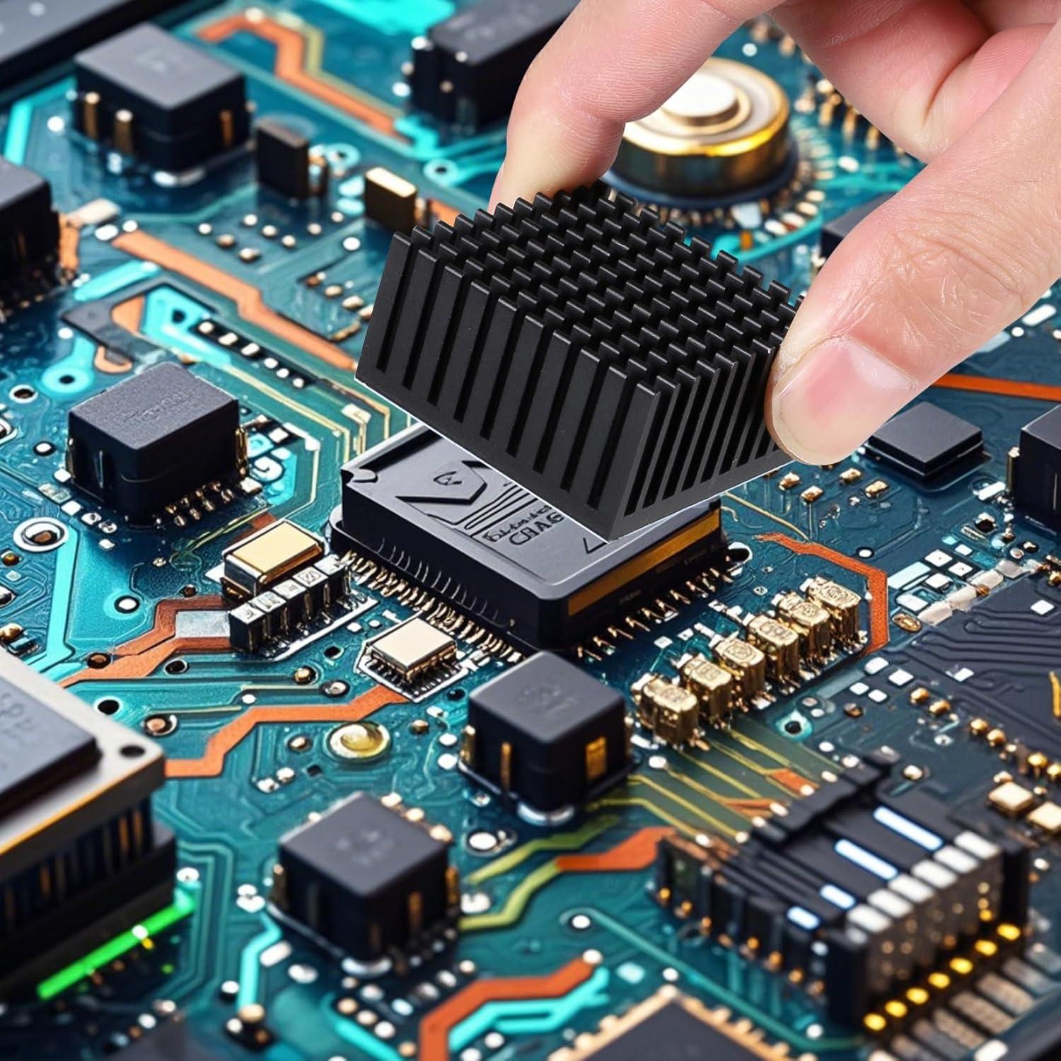 10 Disipadores de Calor Aluminio 25x25x10mm con Cinta Térmica