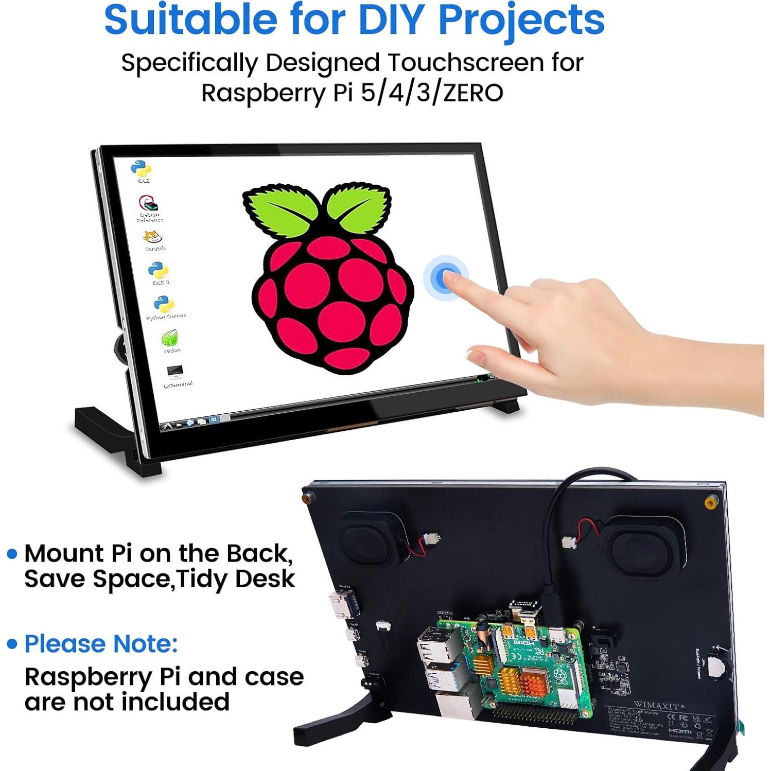 Pantalla Táctil Portátil WIMAXIT 10.1" HDMI 1024x600 para Raspberry Pi