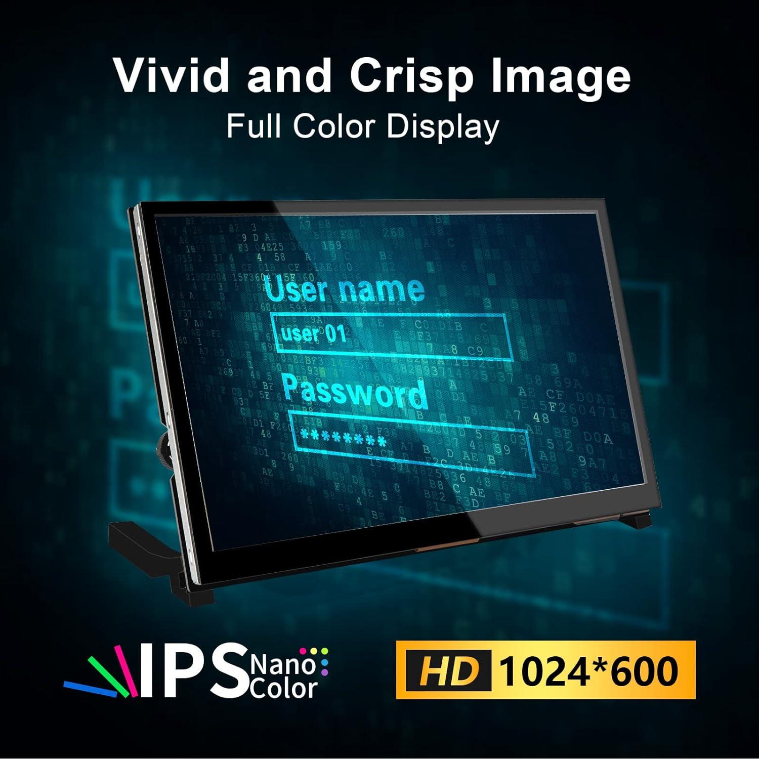 Pantalla Táctil Portátil WIMAXIT 10.1" HDMI 1024x600 para Raspberry Pi