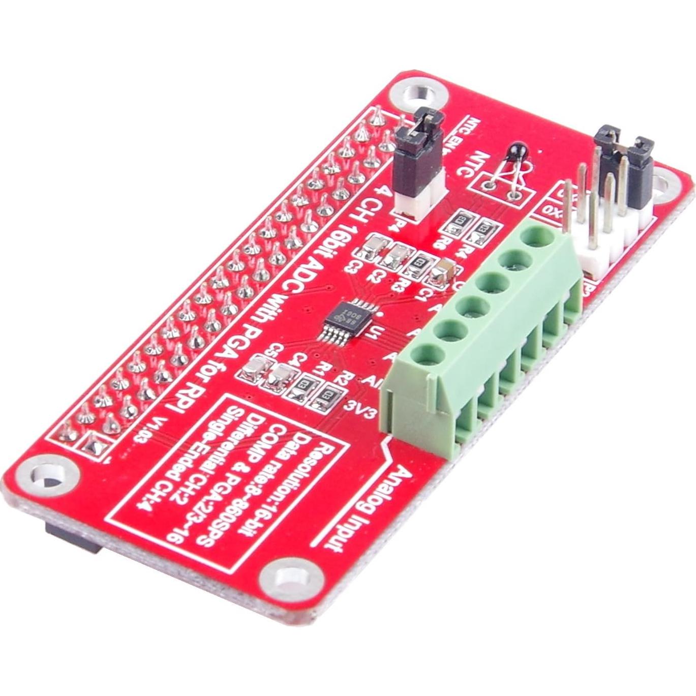Módulo ADC I2C 16 bits 4 canales KNACRO para Raspberry Pi