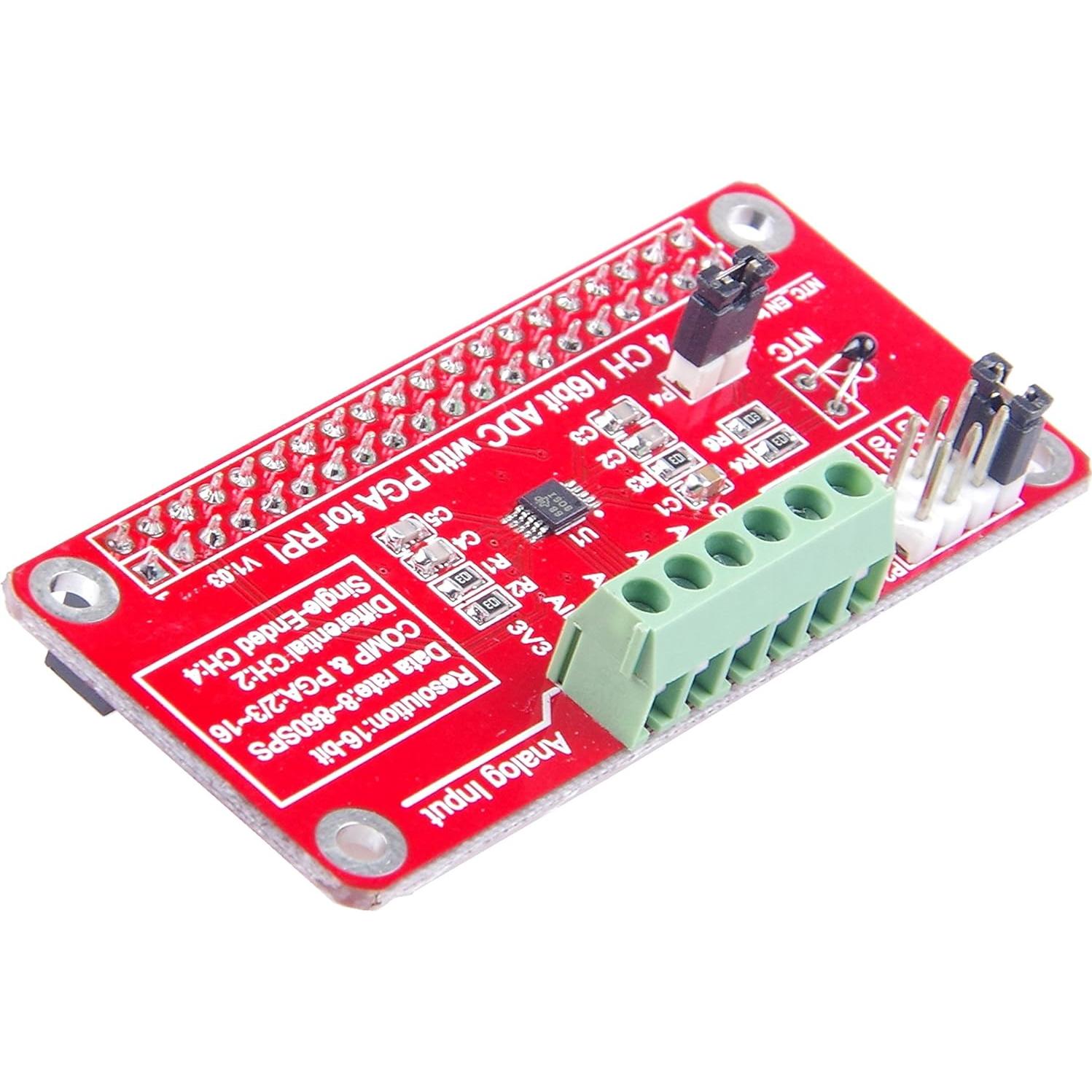 Módulo ADC I2C 16 bits 4 canales KNACRO para Raspberry Pi