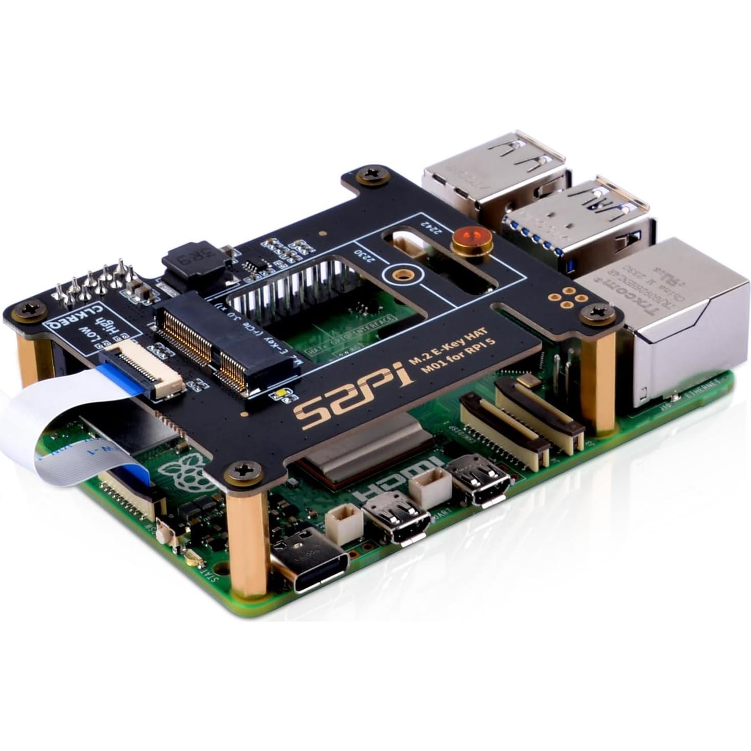 Placa Periférica PCIe M.2 E-Key NVMe SSD GeeekPi M01 para Raspberry Pi 5