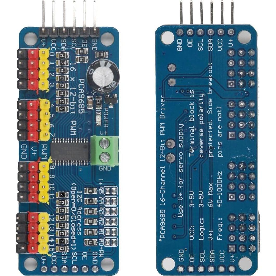 Controlador PWM 16 Canales YFUSET PCA9685 para Raspberry Pi