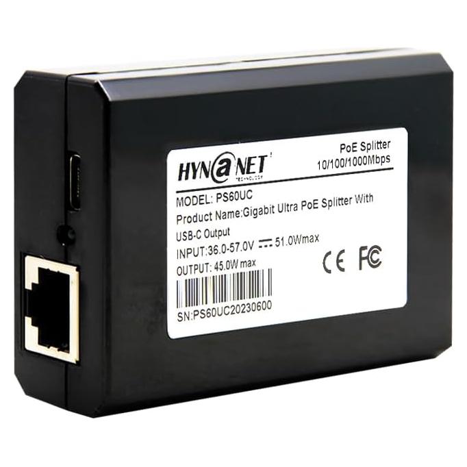 Adaptador de corriente PoE++ 60W USB-C Shenzhen PS60UC