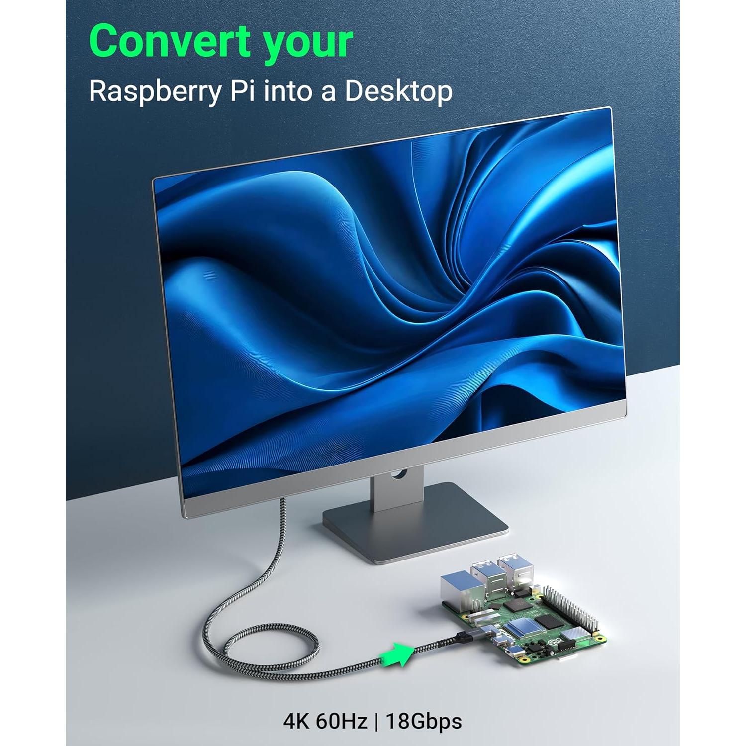 Cable Micro HDMI a HDMI BlueRigger 3.05m 4K 60Hz Alta Velocidad