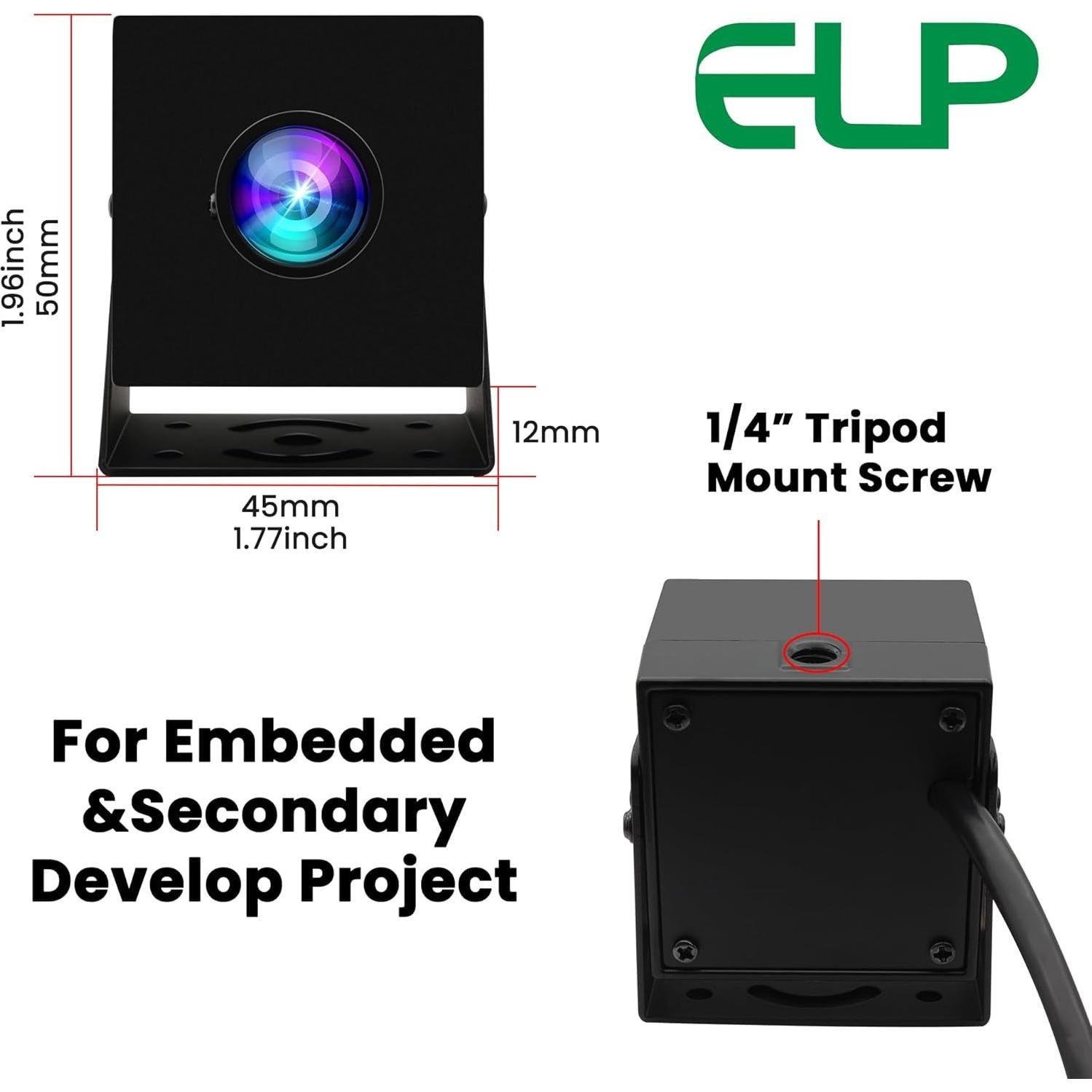 Cámara USB ELP 12MP Gran Angular 1080P 120fps para PC