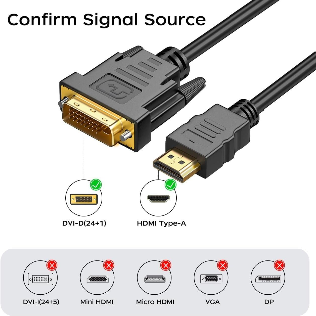Cable Adaptador HDMI a DVI 1.83m QINGLER 1080P Bi-Direccional