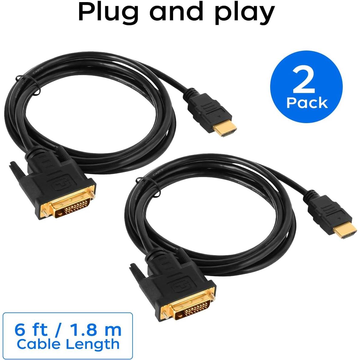 Cable Adaptador HDMI a DVI 1.83m QINGLER 1080P Bi-Direccional