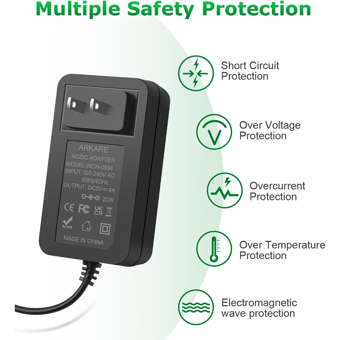 Adaptador de Alimentación 5V 4A 20W con 8 Enchufes Universales