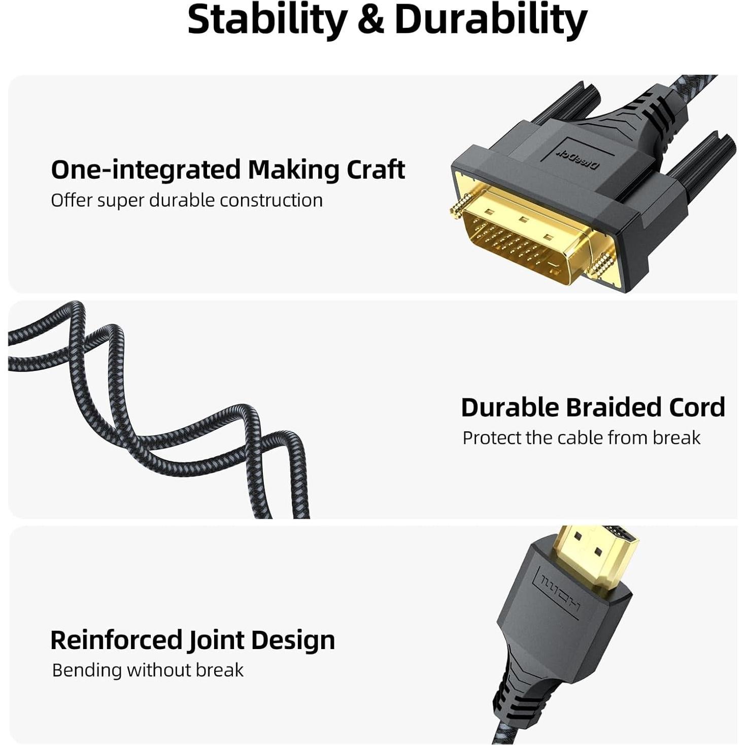Cable HDMI a DVI 1.83m DteeDck Macho a Macho 10 Paquete