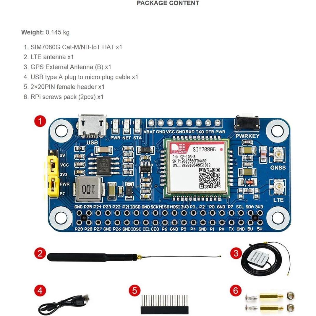 HAT NB-IoT Cat-M GNSS XYGStudy para Raspberry Pi con GPS