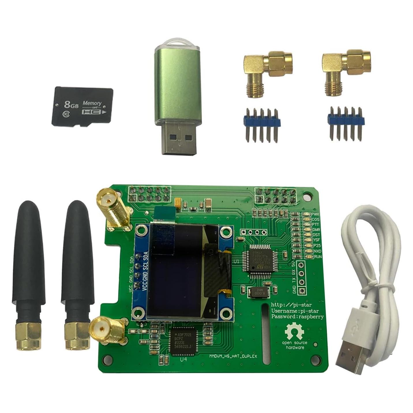 Placa Hotspot MMDVM Dúplex Mokxihit OLED 0.09kg Antenas