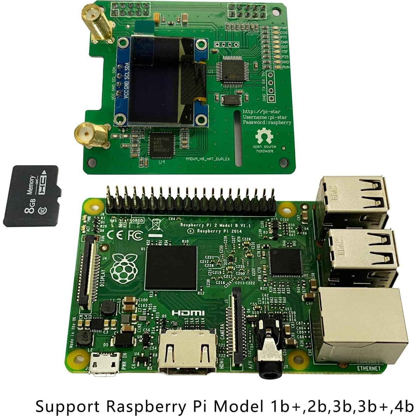Placa Hotspot MMDVM Dúplex Mokxihit OLED 0.09kg Antenas