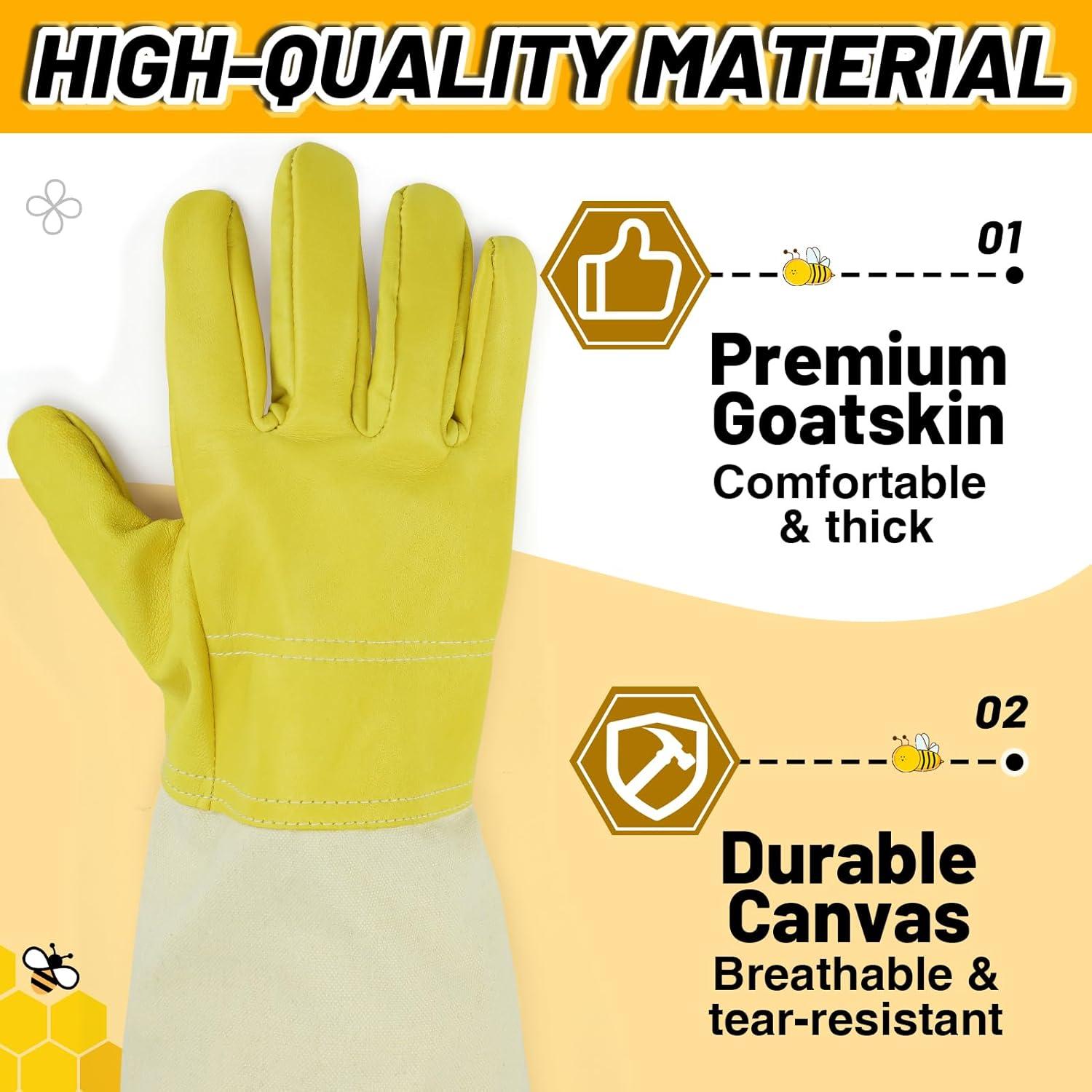 Guantes de Apicultura ANPHSIN de Piel de Cabra Largos