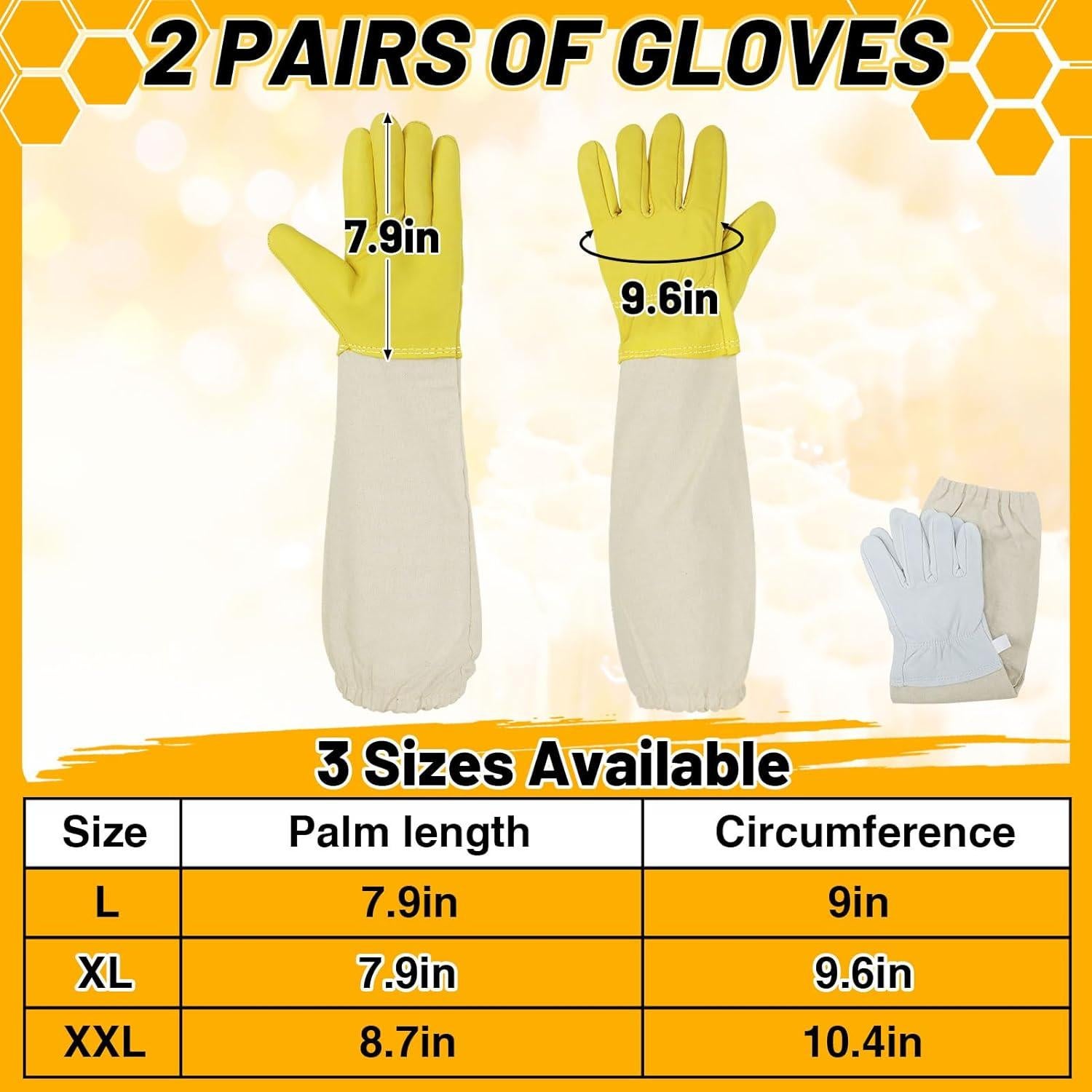 Guantes de Apicultura ANPHSIN de Piel de Cabra Largos