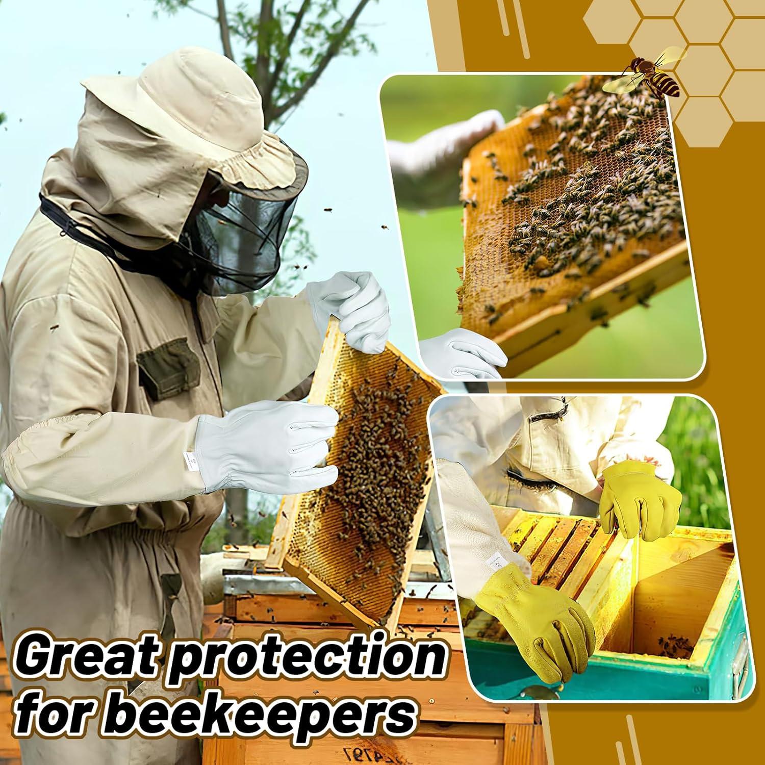 Guantes de Apicultura ANPHSIN de Piel de Cabra Largos