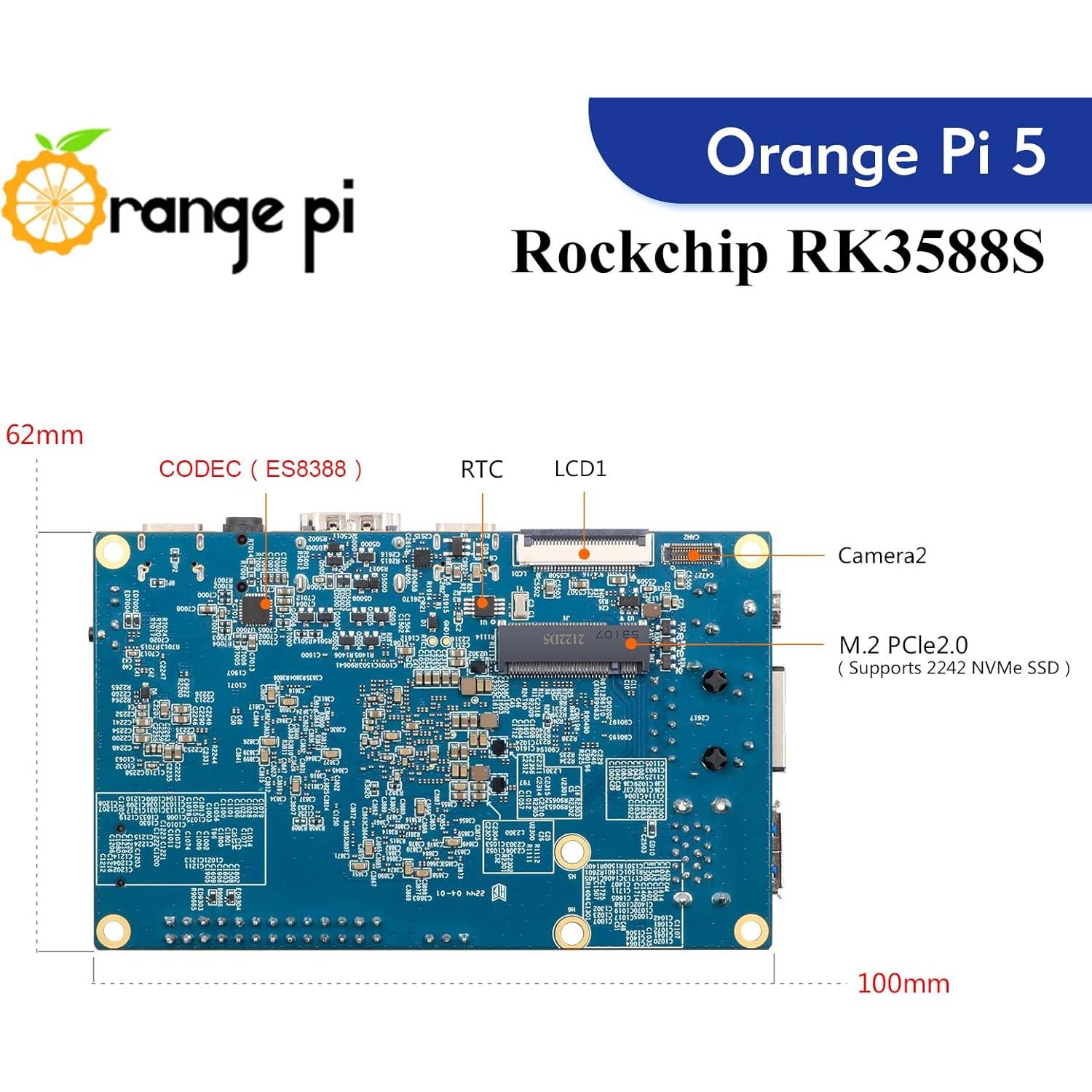 Computadora de Placa Única Orange Pi 5 8GB RK3588S 8 Núcleos 8K